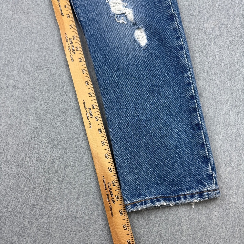 Levis 501 Jeans Womens 28X26 Blue Button Fly Straight Leg Classic Fit Distress - Picture 11 of 15